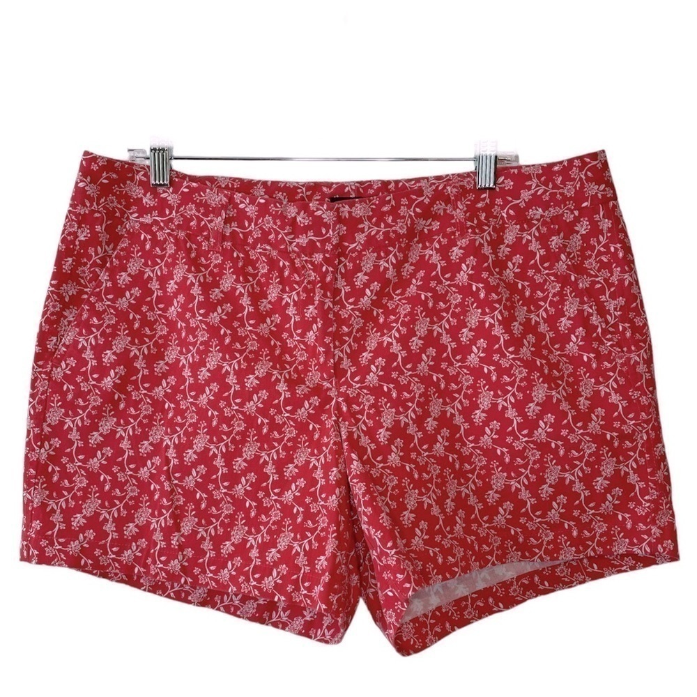 Land N Sea Chino Shorts‎ Salmon Coral Floral Size 14